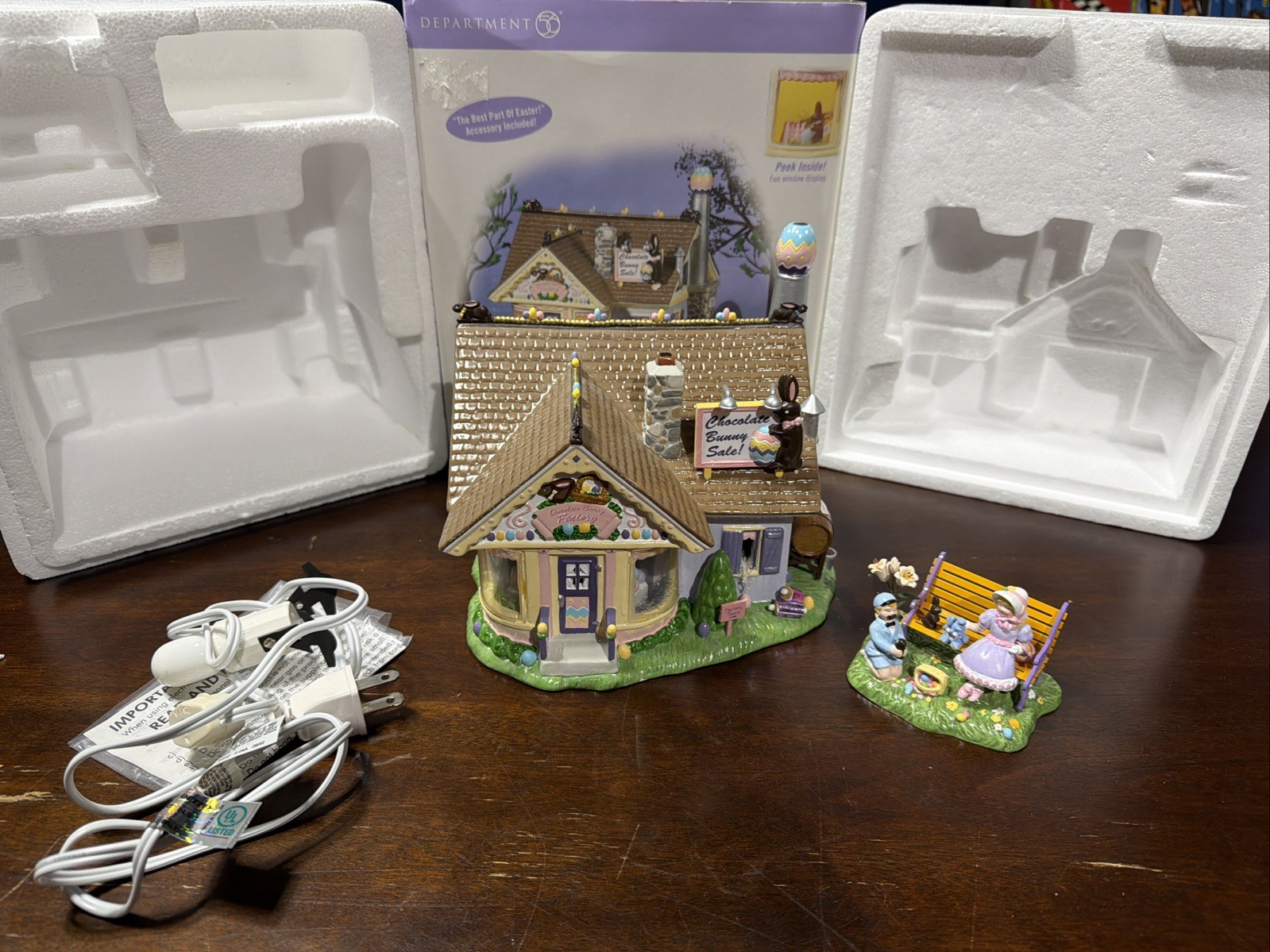 Department 56 Snow Village Easter Chocolate Bunny Factory Ceramic House 56.55355