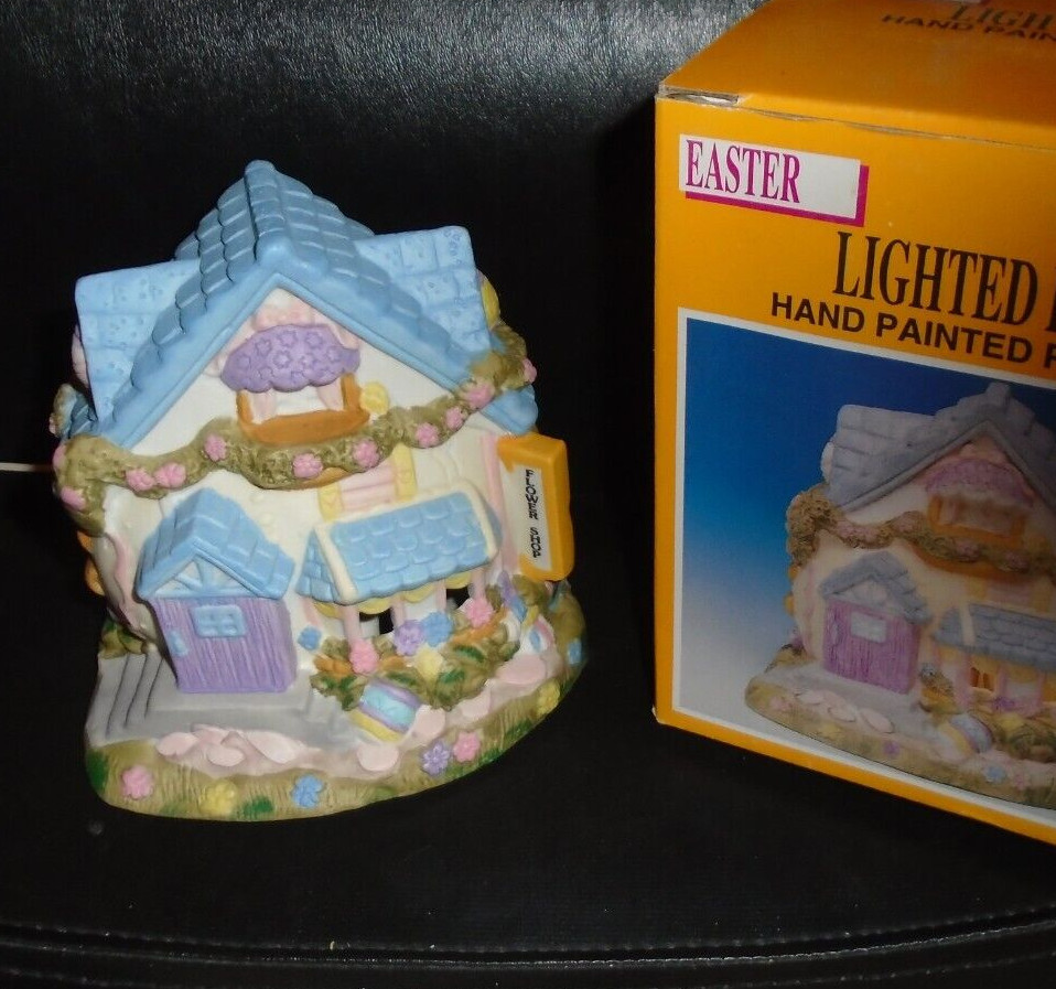 UIB 1994 PORCELAIN LIGHTED EASTER HOUSE “FLOWER SHOP BY FABRI CENTERS OF AMERICA