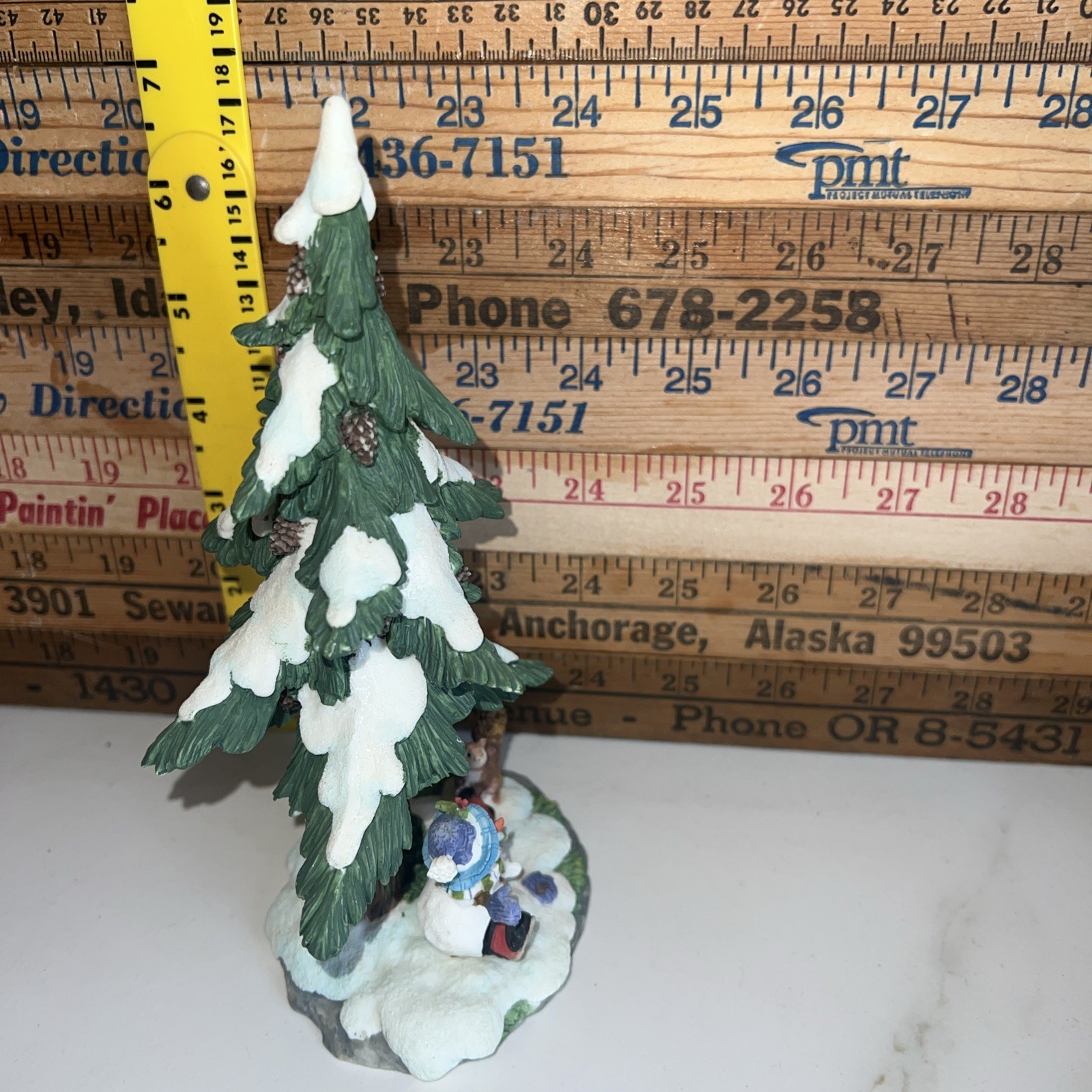 O’well Christmas Village Tree Snowman Squirrel 7” Resin Dickens Boyd’s Bears