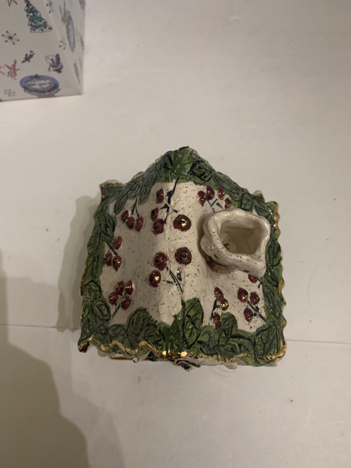 2000 Blue Sky Christmas Collection Holly Berry Tealight House Heather Goldminc