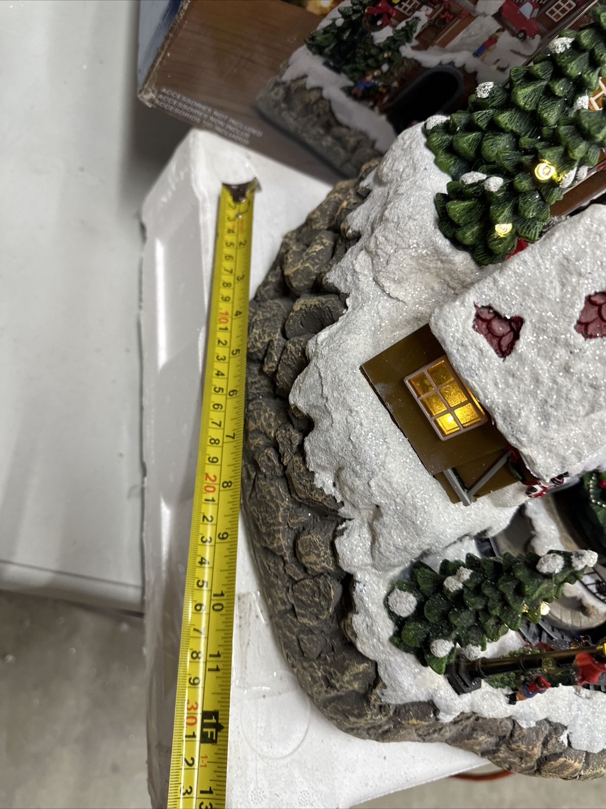 Animated Mountain Train Christmas Village Santa Sleigh Reindeer Musical 17” NEW