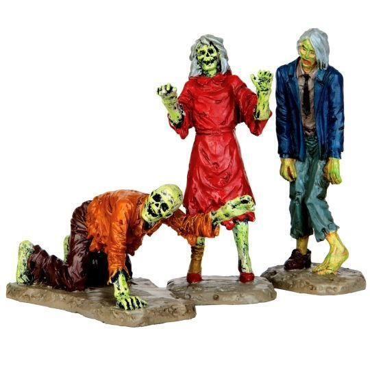 Lemax Spooky Town WALKING ZOMBIES 3pc #42219 NRFP Halloween Village pub crawl *