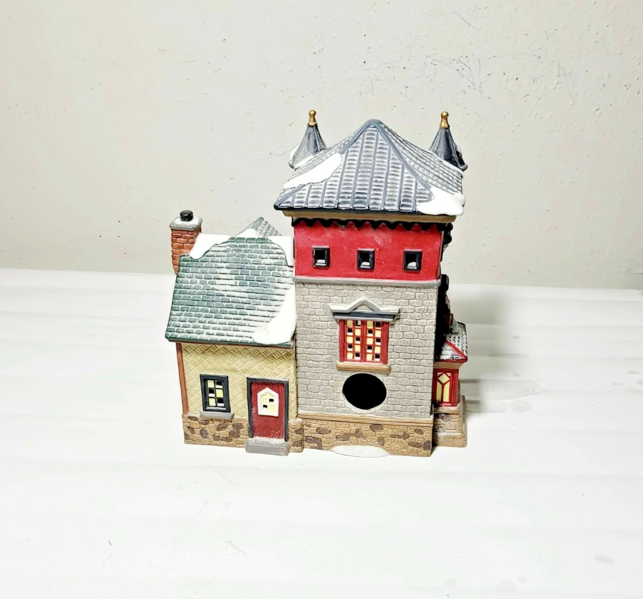 O’Well China 8″ Candle Shop, Porcelain Christmas Village House, Vintage Holiday