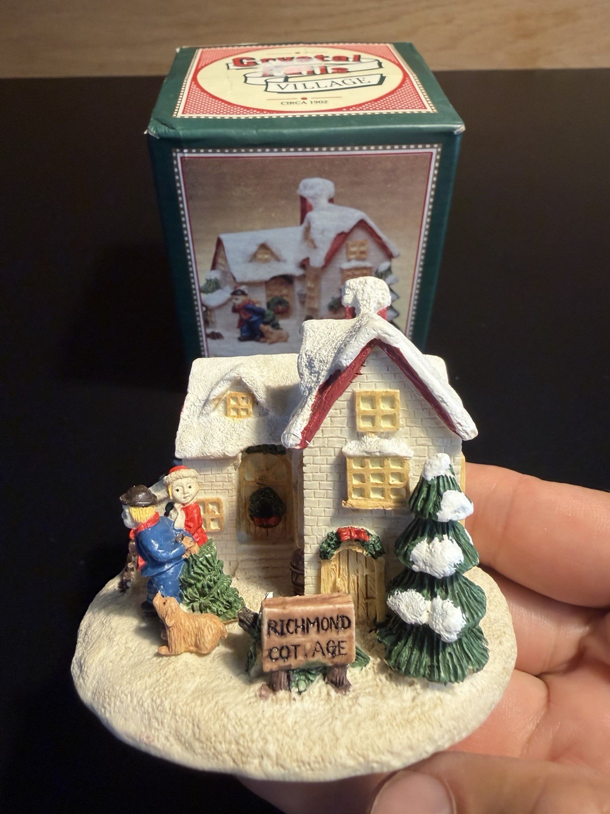 Vintage Richmond Cottage Crystal Falls Village House Christmas Ornament 1992 Box