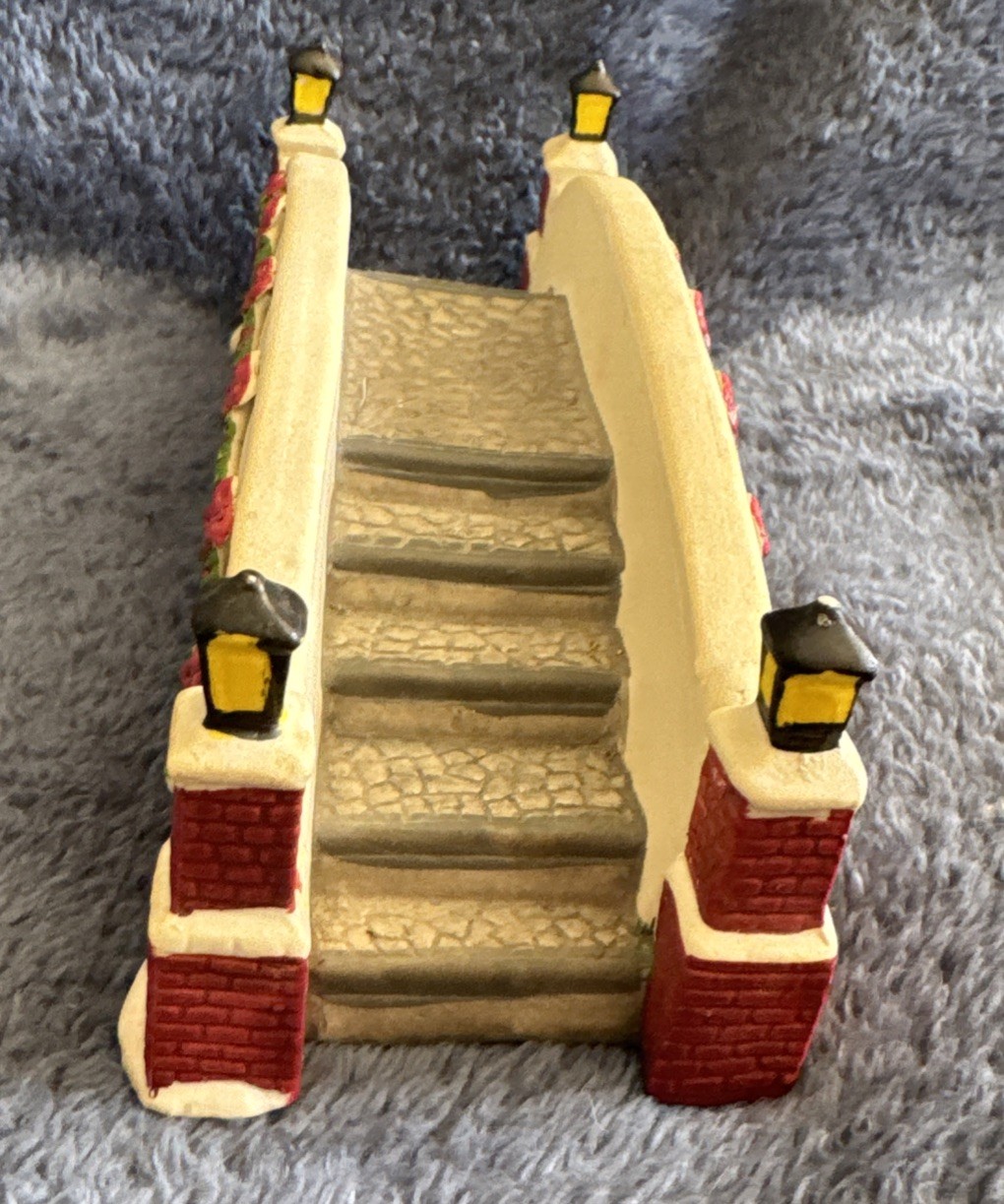 Vintage Lemax Village Red Brick Porcelain/Ceramic Bridge Footbridge Christmas