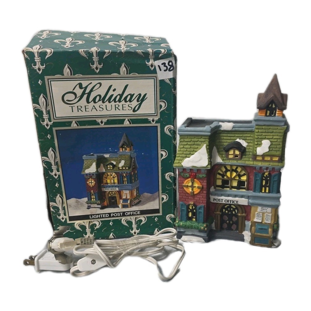 Vtg Holiday Treasures Lighted Post Office
