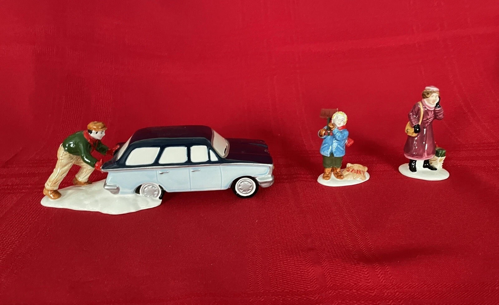Dept. 56 1994 Snow Village Stuck In The Snow #5471-2 3 Pc. Set #5417-2