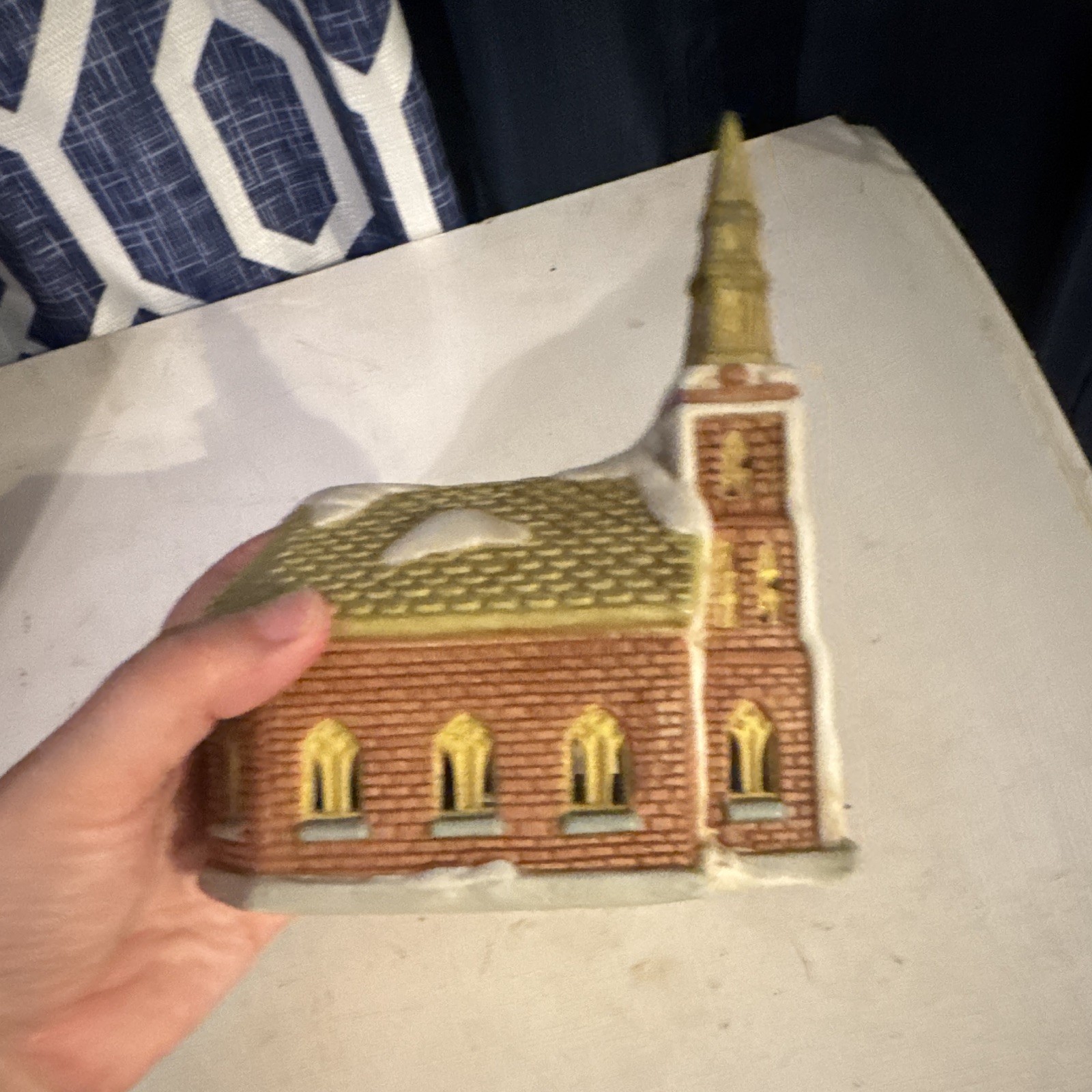 Ceramic Christmas Village Church House Building Painted Multicolor Figurine