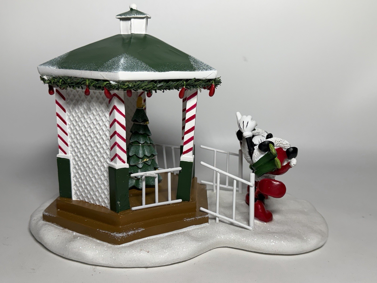 Disney Mickey Mouse St. Nicholas Square Mistletoe Gazebo Handpainted Tree Lights