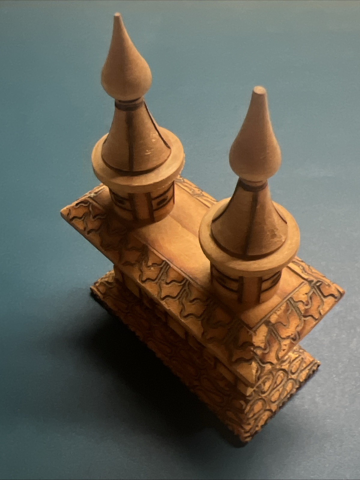 Vintage Russian Folk Art USSR – Wood Burned Carved Miniature Church For Village