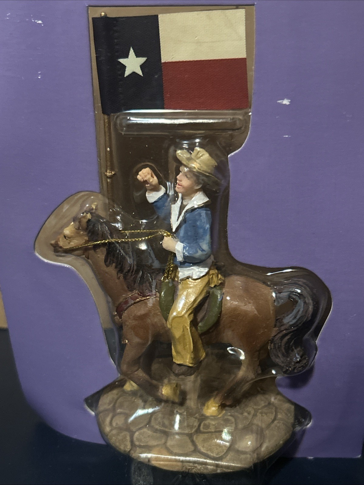 Holiday Time 2006 Cowboy on Horse w/ Tx Flag Southern Ranch Collection Village