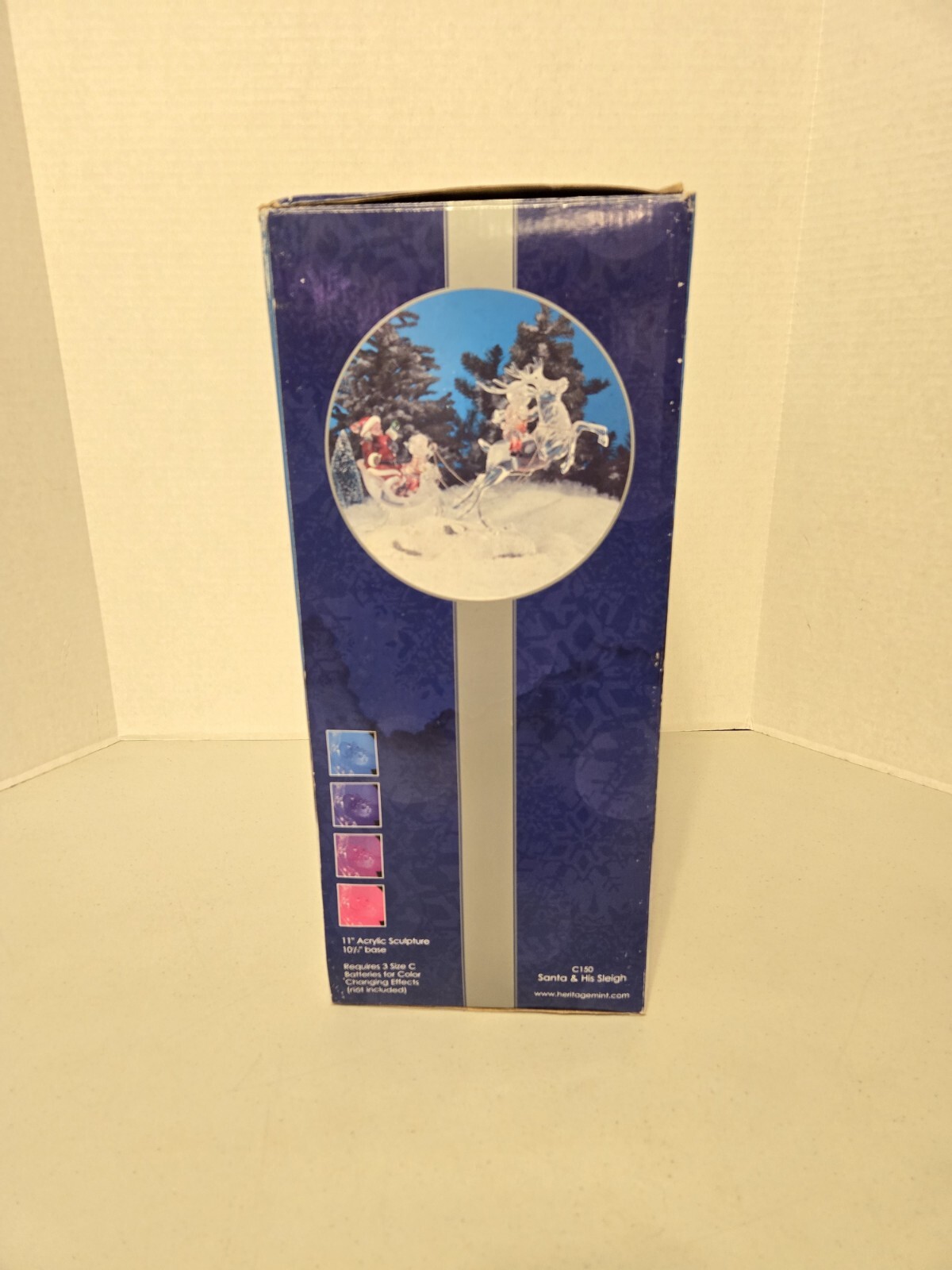 Heritage Mint Holiday Ice Sculptures Santa & His Sleigh Color Changing in Box
