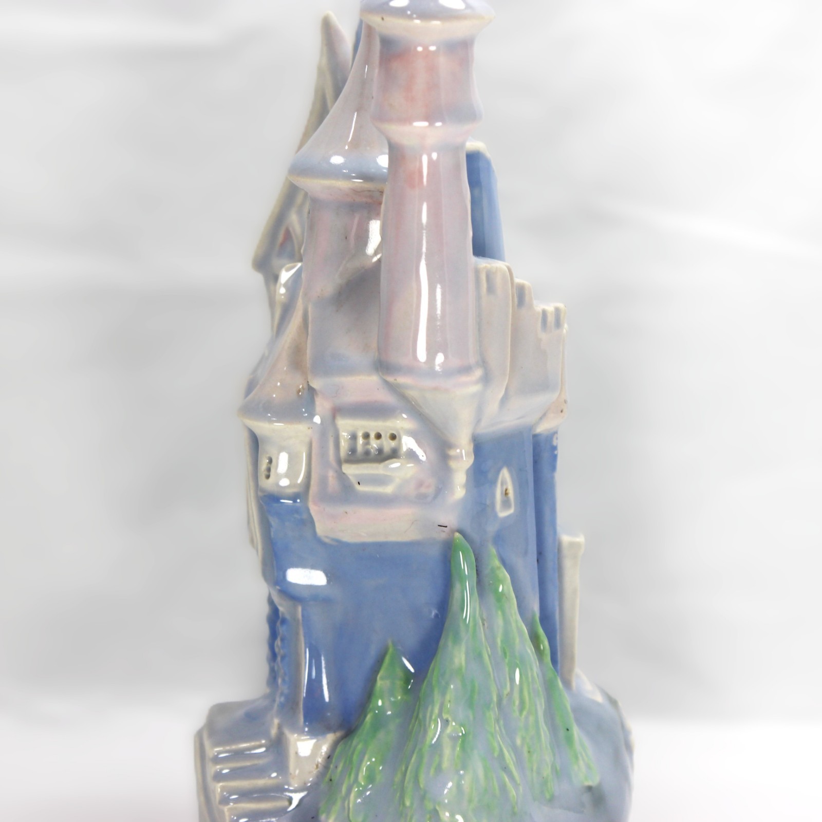 Vintage Fairytale Princess Castle Ceramic Blue Pink Cinderella Statue 10″