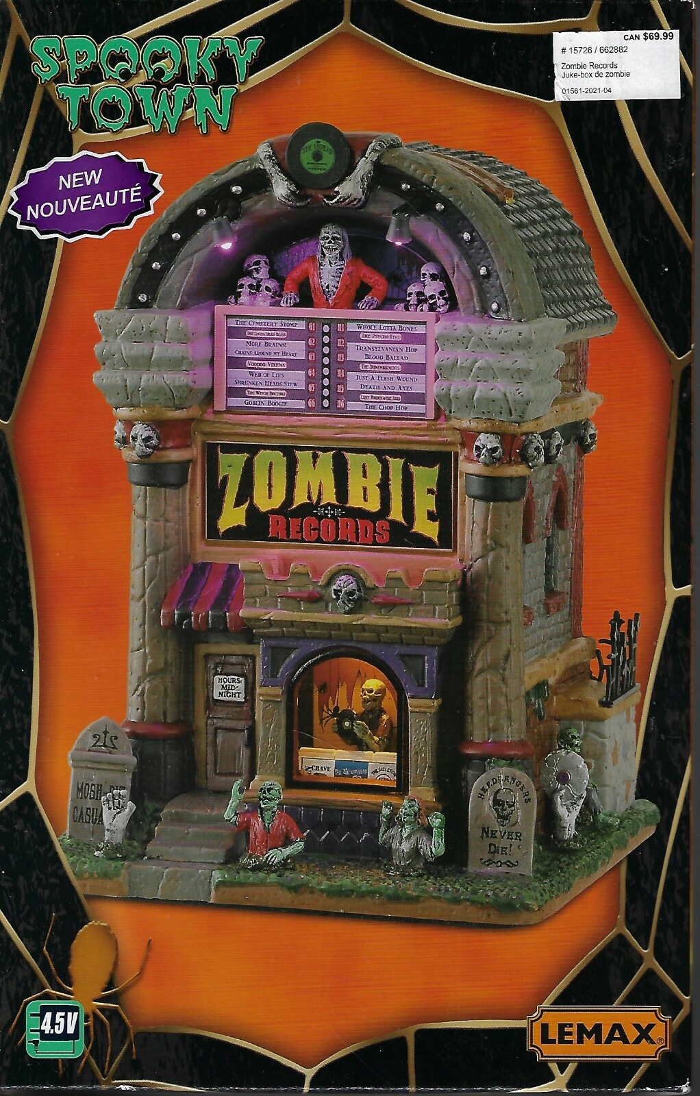2021 Spooky Town ZOMBIE RECORDS #15726 BRAND NIB TABLE ACCENT ! NEW
