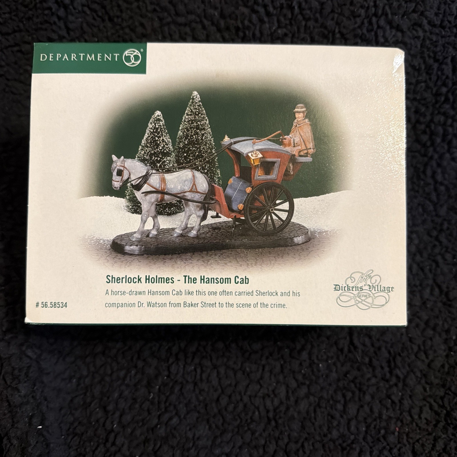 Dept 56 Dickens Village EXCELLENT Sherlock Holmes Hansom Cab 58534 Heritage. NIB