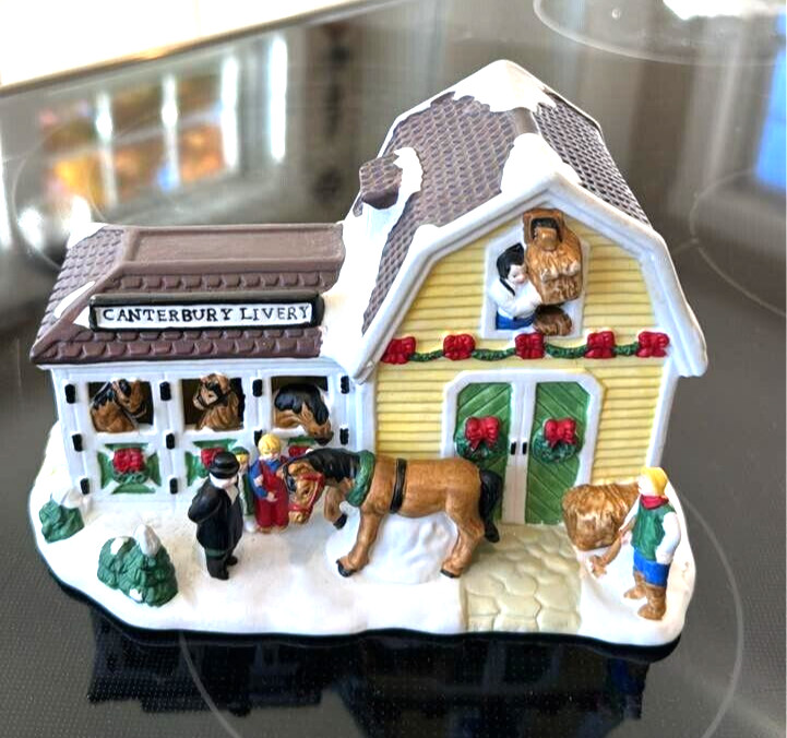 RARE 2000 Victorian Village Christmas Canterbury Livery Barn Perfect!