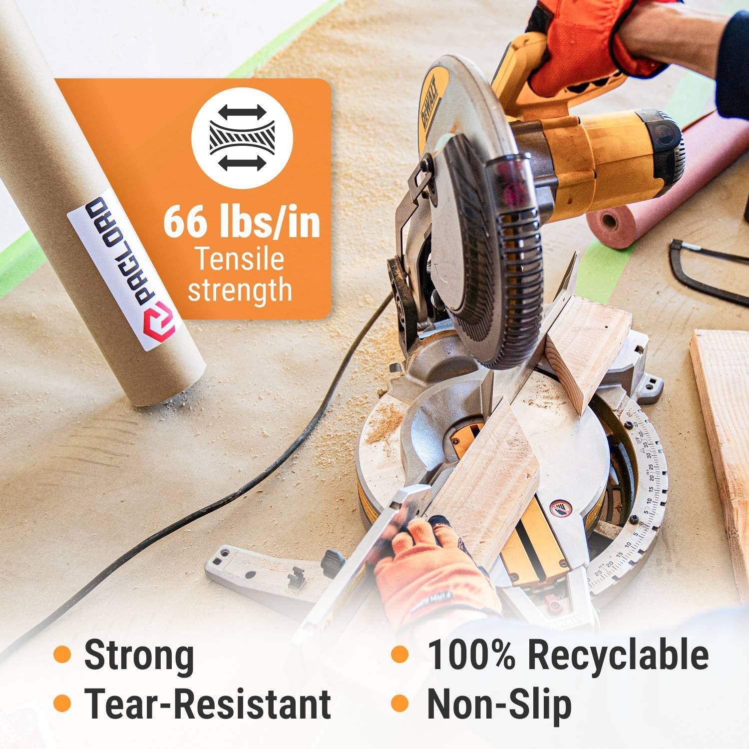 Floor Protection 36″ x 166 ft – USA-Made Brown Rosin Roll, 7 Mil Heavy-Duty B…