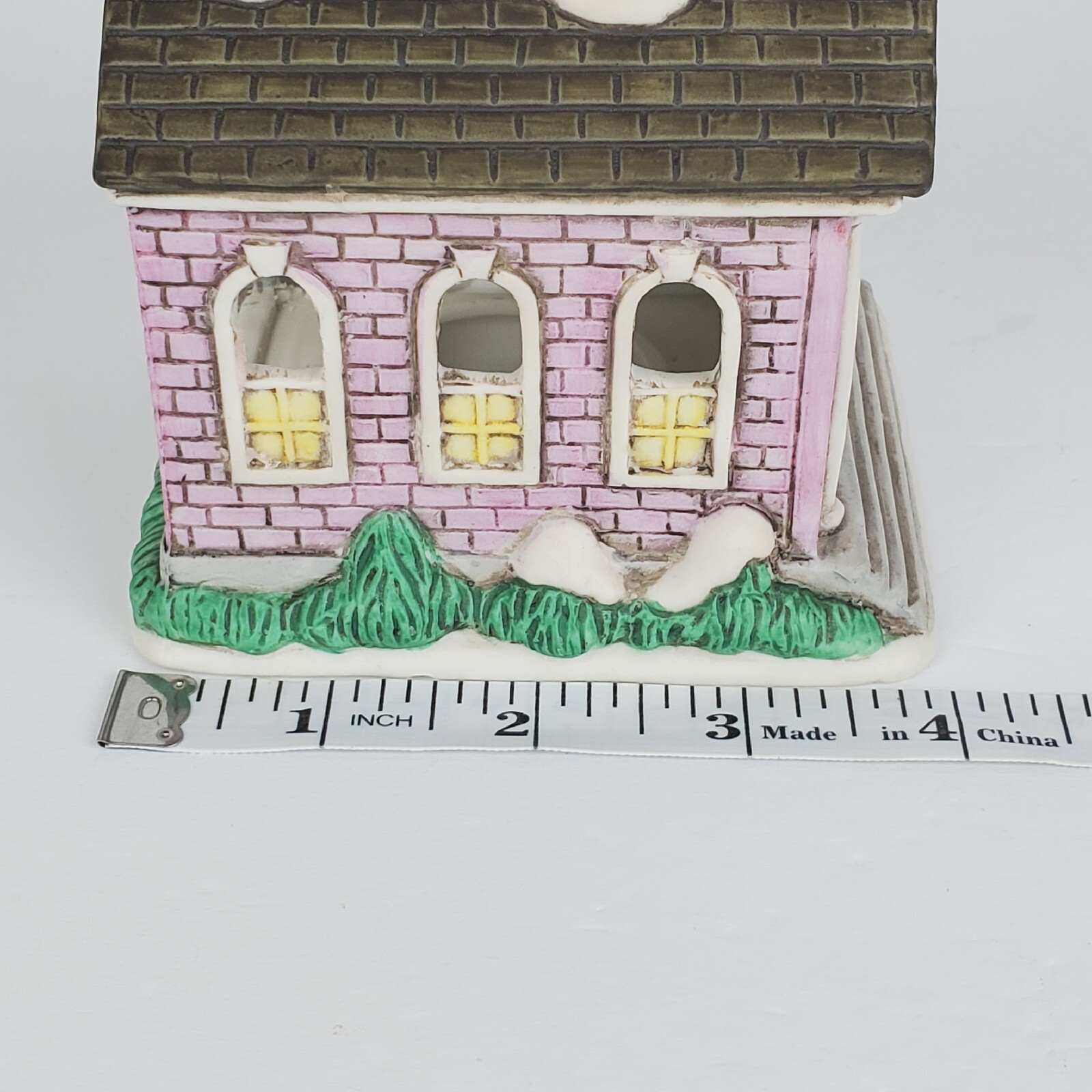Vtg 1988 Lefton Byron Wood Colonial Village Church w/ Steeple Tea Light Holder