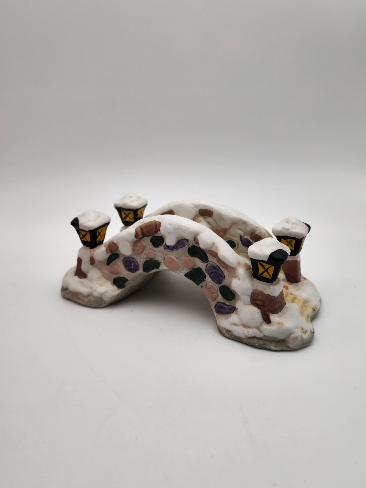Christmas Village Accessories Stone Bridge Ceramic Winter Holiday Decor