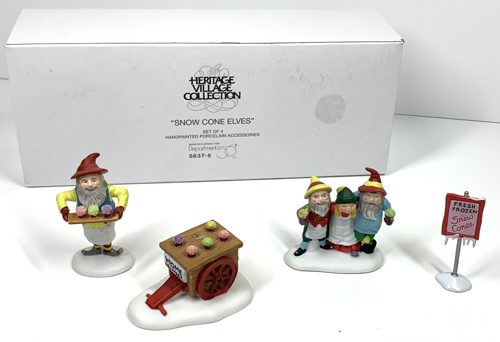 Dept 56 SNOW CONE ELVES Heritage Village Collection Set of 4 #56375 with Box