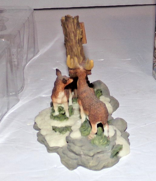 Heartland Valley Village Deluxe Accessory 4″ h Deer Elk Couple w/No Hunting Sign