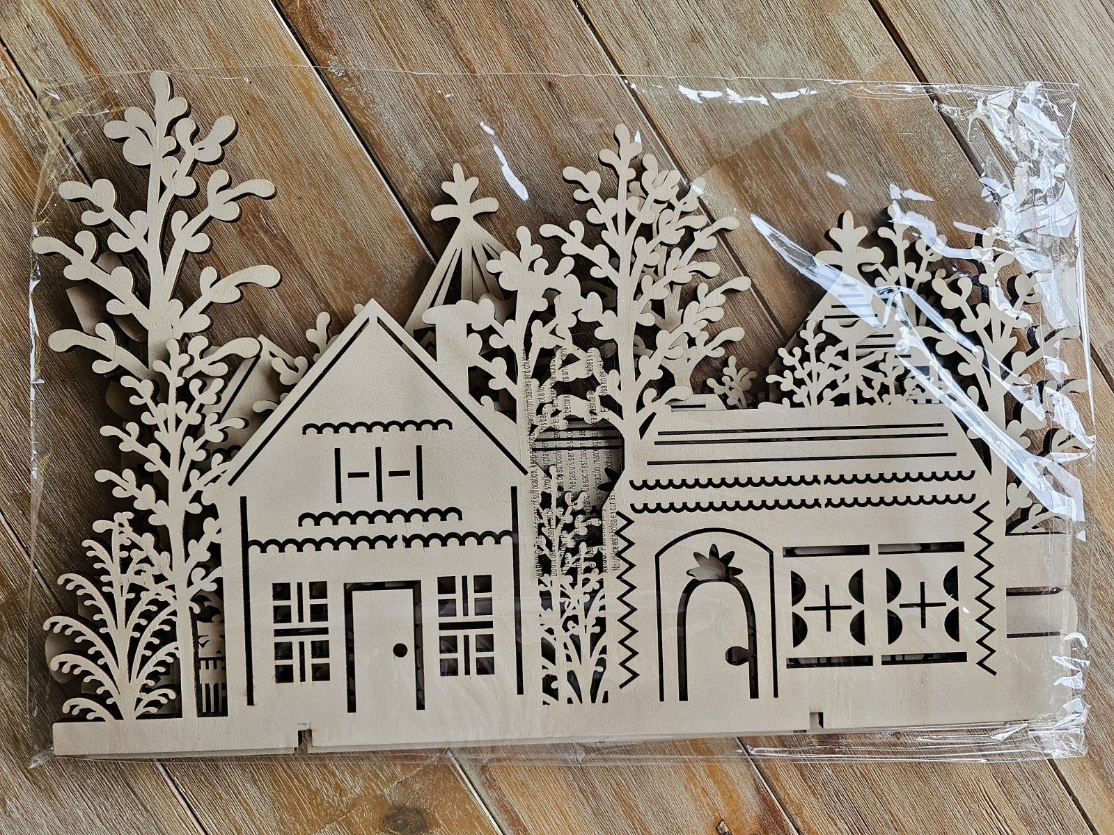 Crate & Barrel Wood Village 2 & 3 Piece Stand Up Christmas Laser Cut House 2015