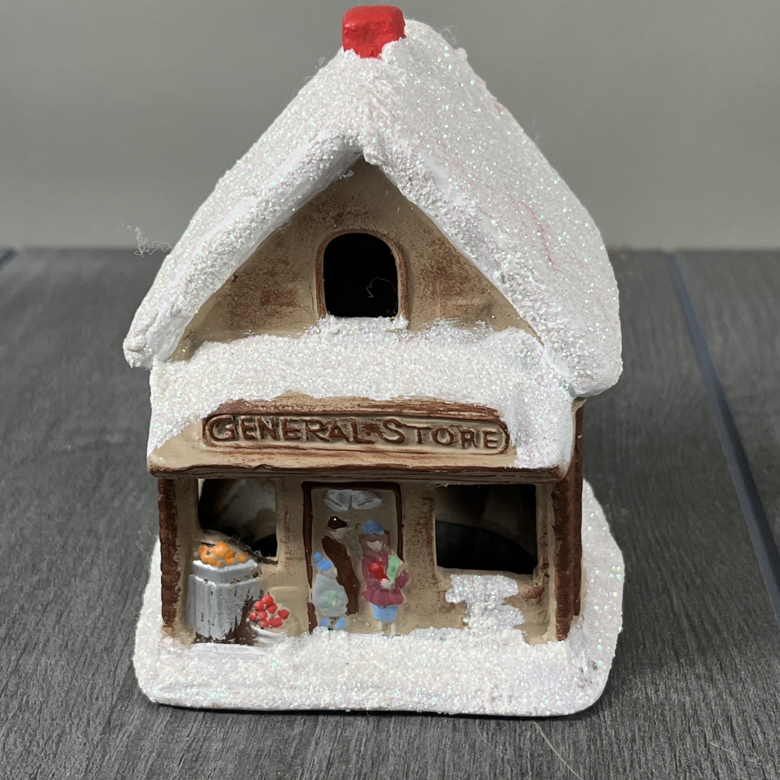 70’s Christmas Village Ceramic Hobbyist Handmade “General Store” Holiday Decor