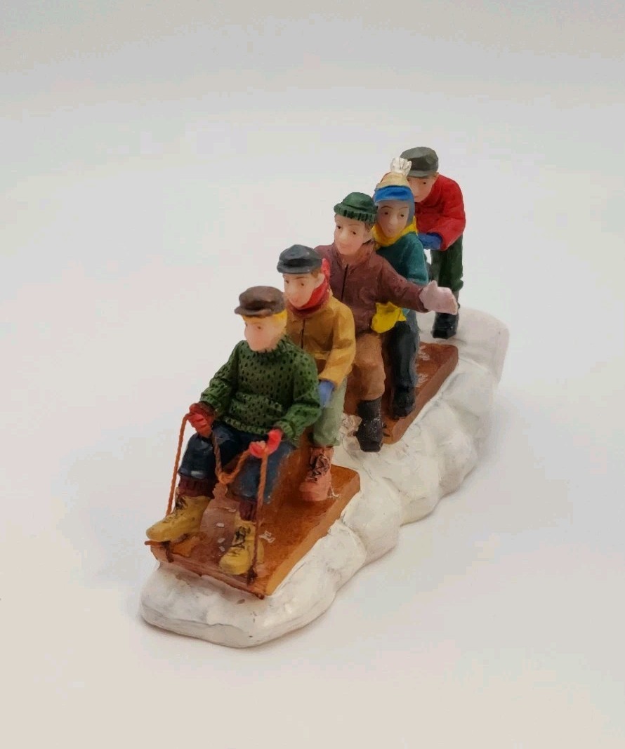 Christmas Village Accessories Here We Go Sledding Lemax Village Holiday Decor