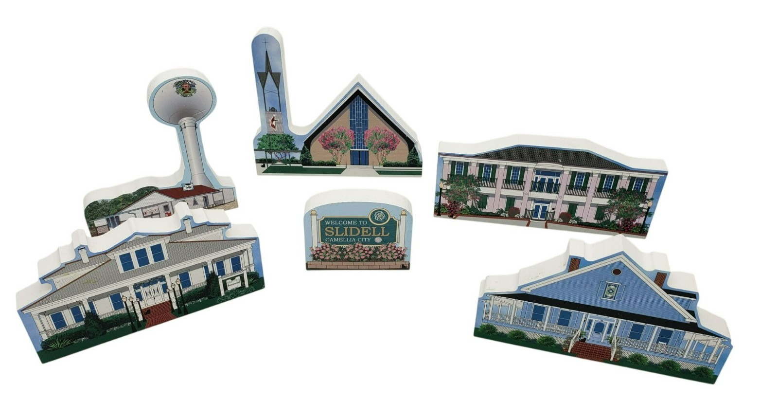 Cats Meow Slidell Louisiana collection 6 pcs, Methodist Church Water Tower 2013