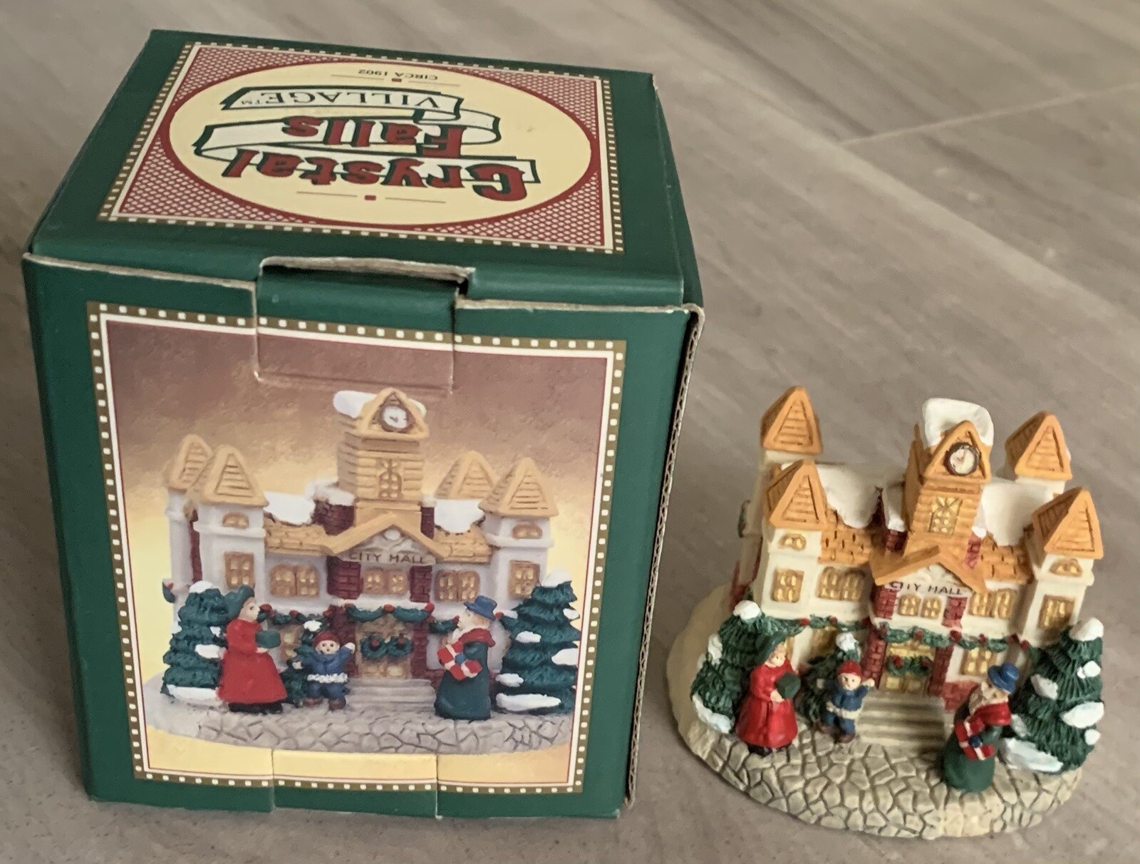 Vintage 1993 Crystal Falls Village Collectible City Hall With Box
