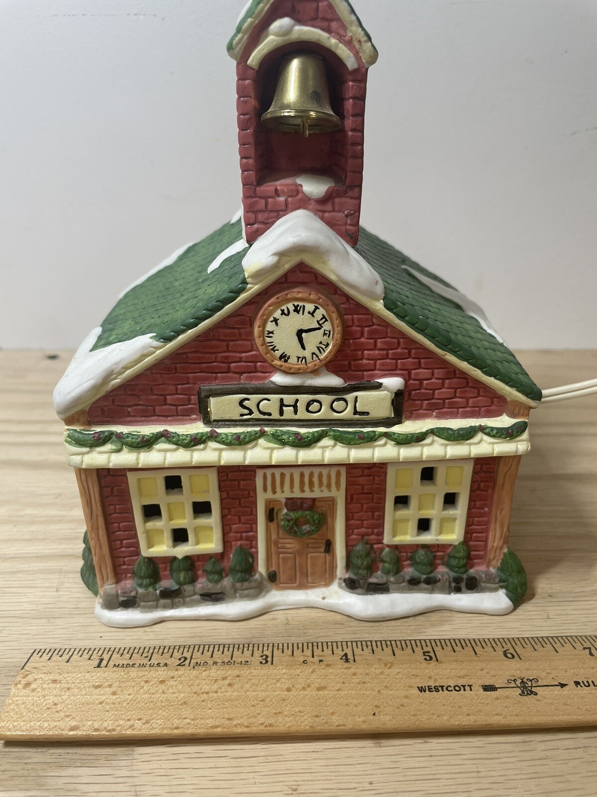 VINTAGE Hearthside Porcelain Lighted School House With Original Box