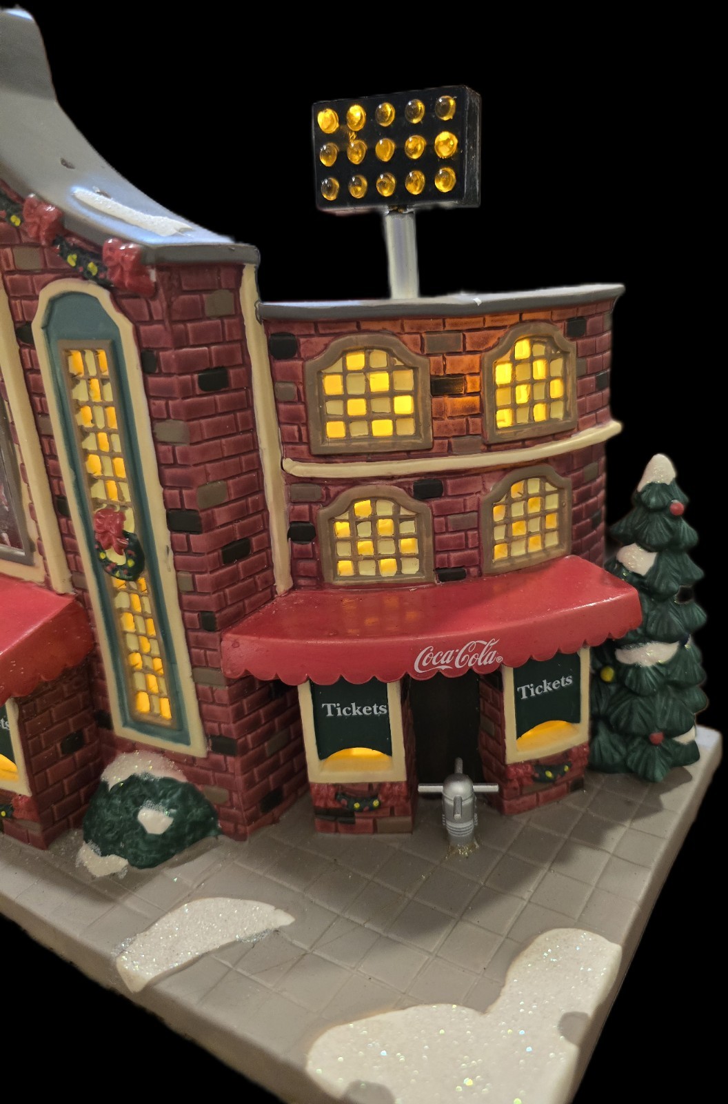 Coca-Cola Christmas Village Building 2007 Lighted Baseball Football Stadium
