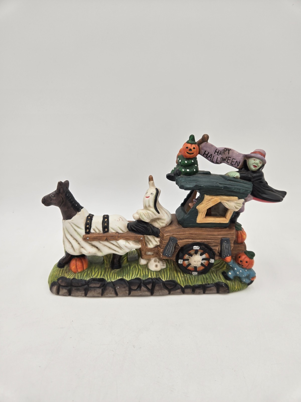 Spooky Hollow Halloween Lighted Horse & Carriage House Accessory 1997 Ghost