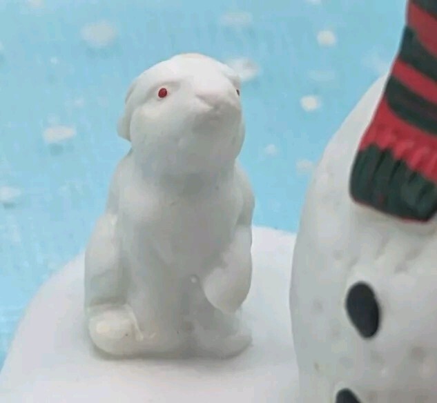 Lemax Porcelain waving Snowman Bunny Sisal Tree Christmas Village LOOSE INV31