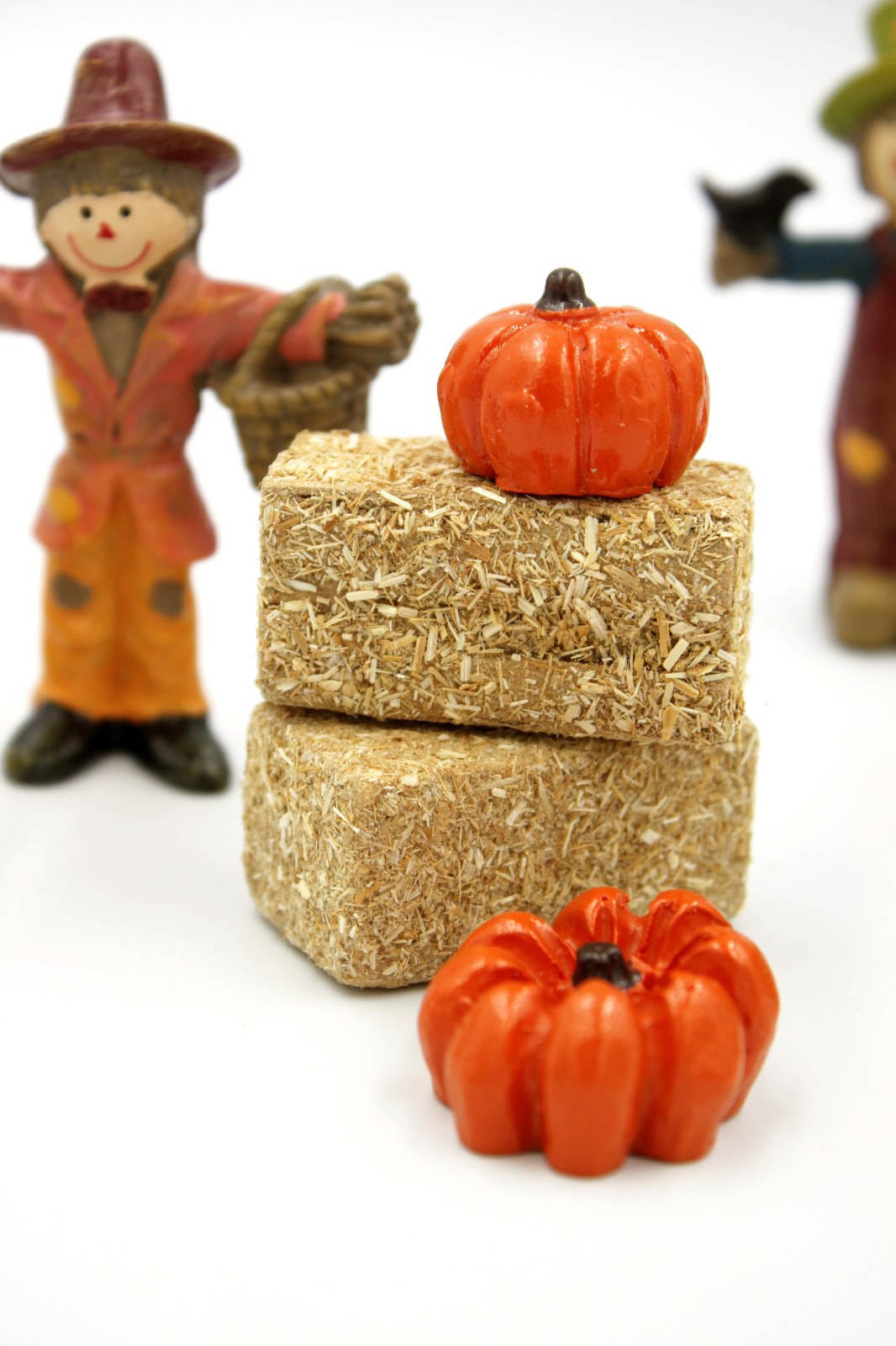 Miniature 24Pk Pumpkins or Hay Bales: Fall Fairy Garden, Haunted Village Decor