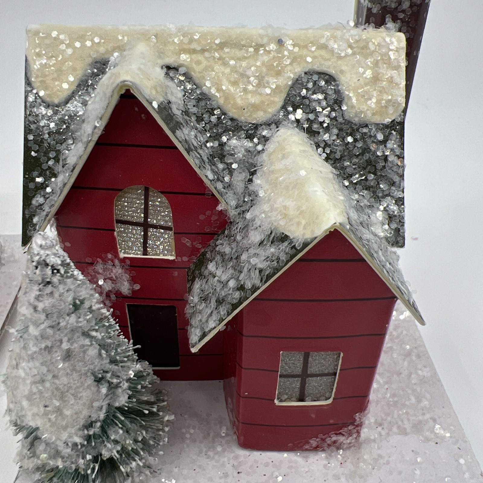 3 LED Paper Glitter House Red Christmas Village 2 2013 Target & 1 Jo-Ann Working