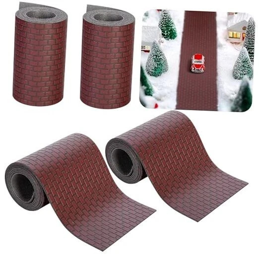 4 Pcs Christmas Village Reddish Brown Brick Road-39 x 39″x 3.5″-reddish Brown