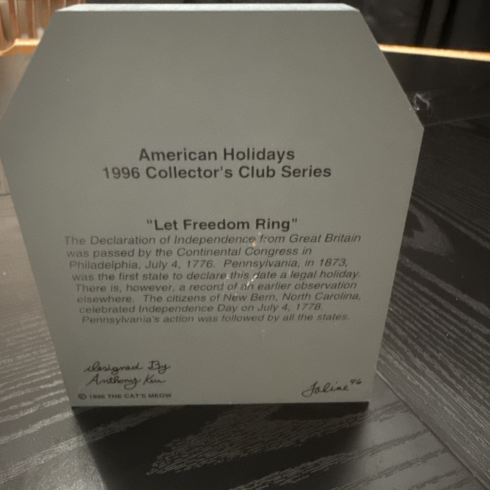 The Cats Meow American Holiday 1996 Collectors Club Series Set Of 4