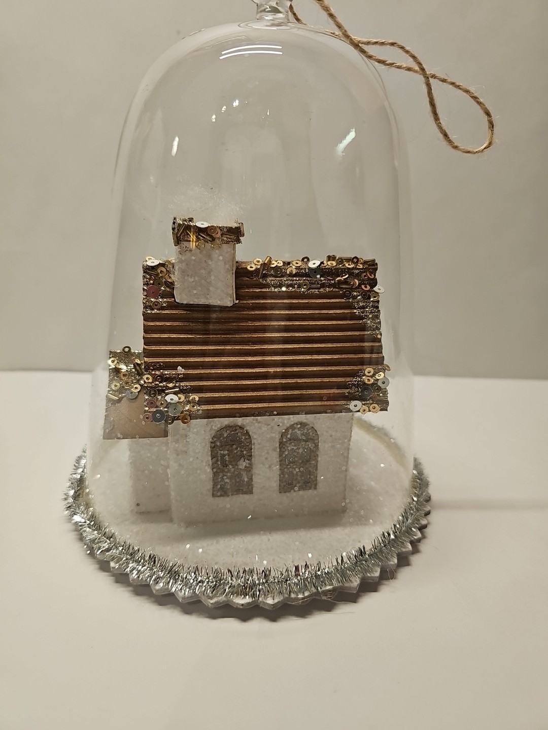 Pottery Barn Christmas Cloche Lighted House & Bottle Trees 8.5” x 6”