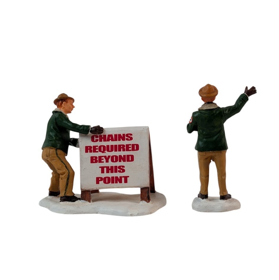 Lemax Christmas Village Figures Fireman’s Ball Chains Required Park Bench 2000s