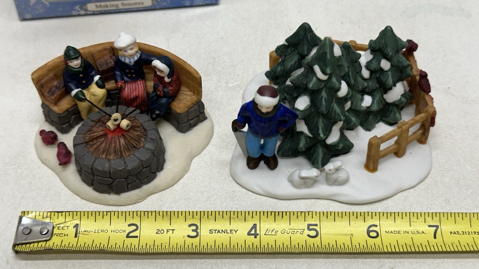 2001 Hershey’s Holiday Village Making Smores Tree Lot Christmas Figurine 2 LOT