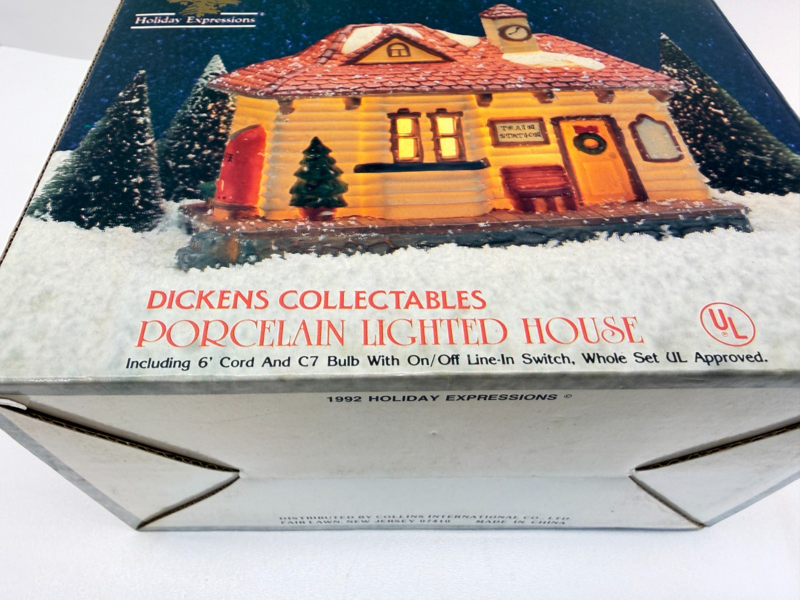 Vintage 1992 Holiday Expressions Dickens Lighted Train Station House In Box