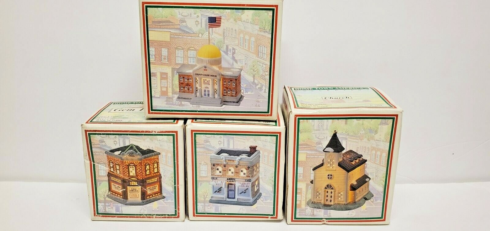 Lot Of 4 Brand New Porcelain Home Town America Collection 1993