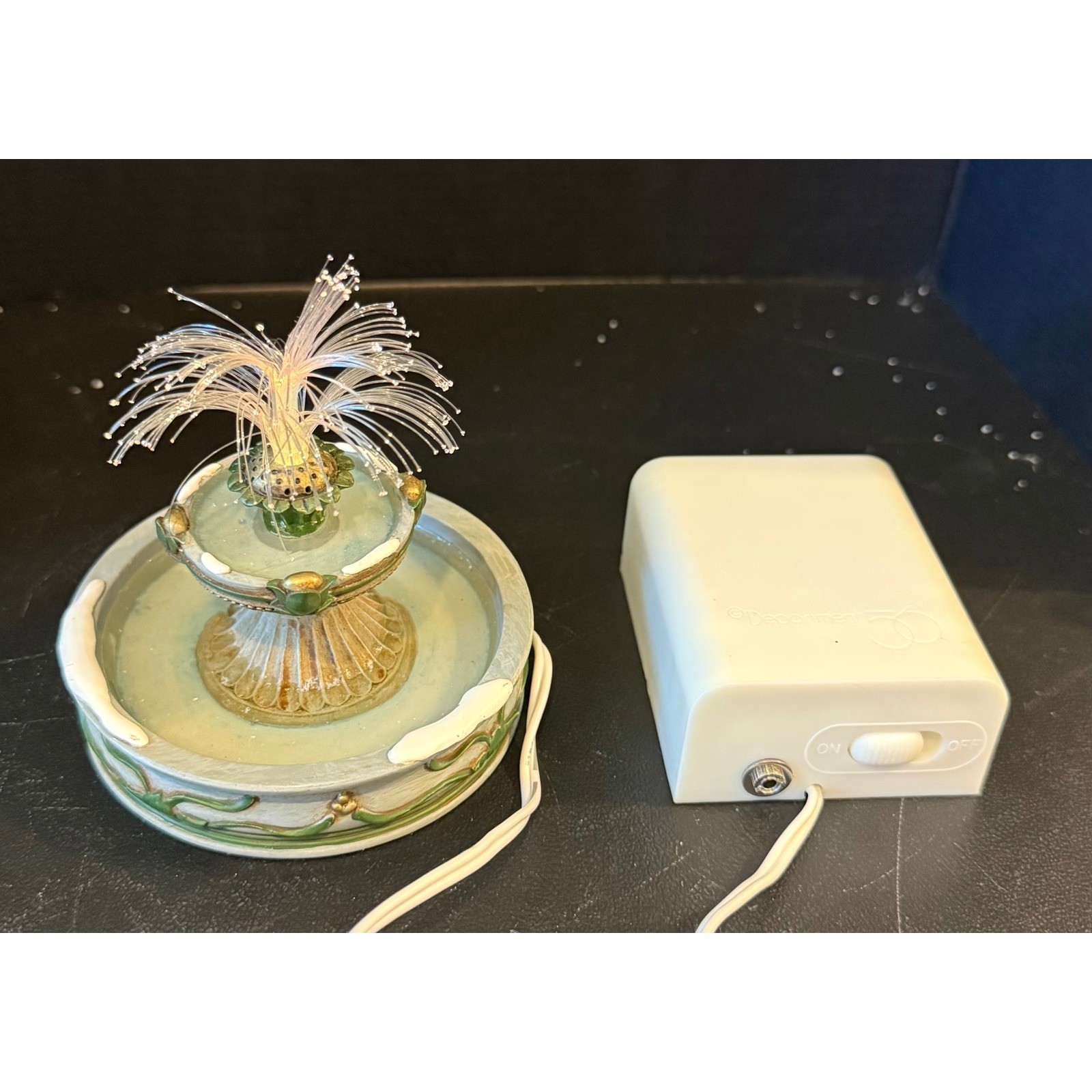 Department 56 Village Frosted Fountain Green Fiber Optic Lighted Accessory Works