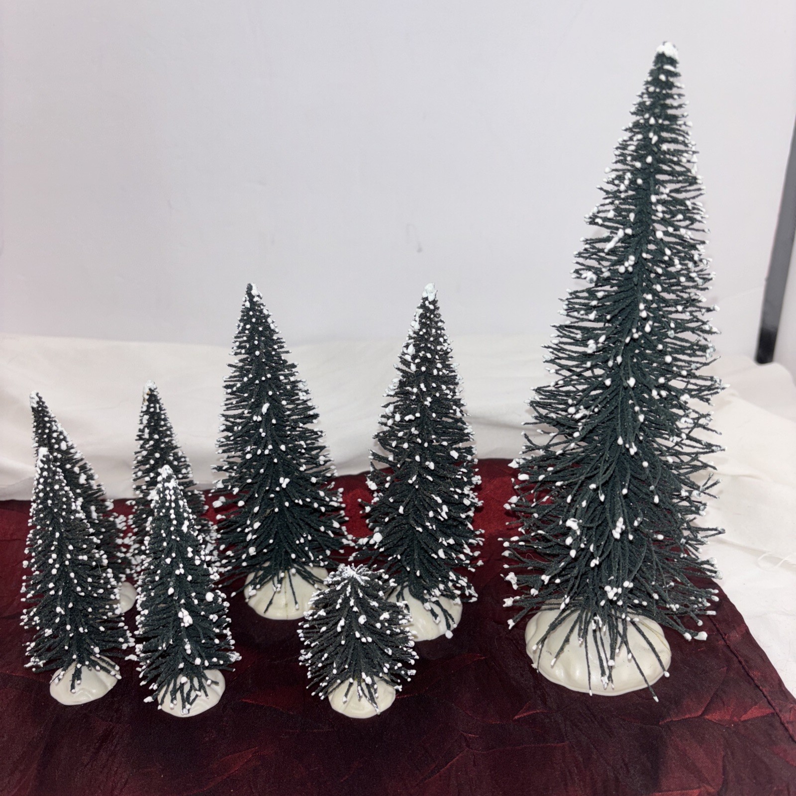 Vintage LEMAX Christmas Village Lot Of 17 Figures Accessories Trees 1993-2006