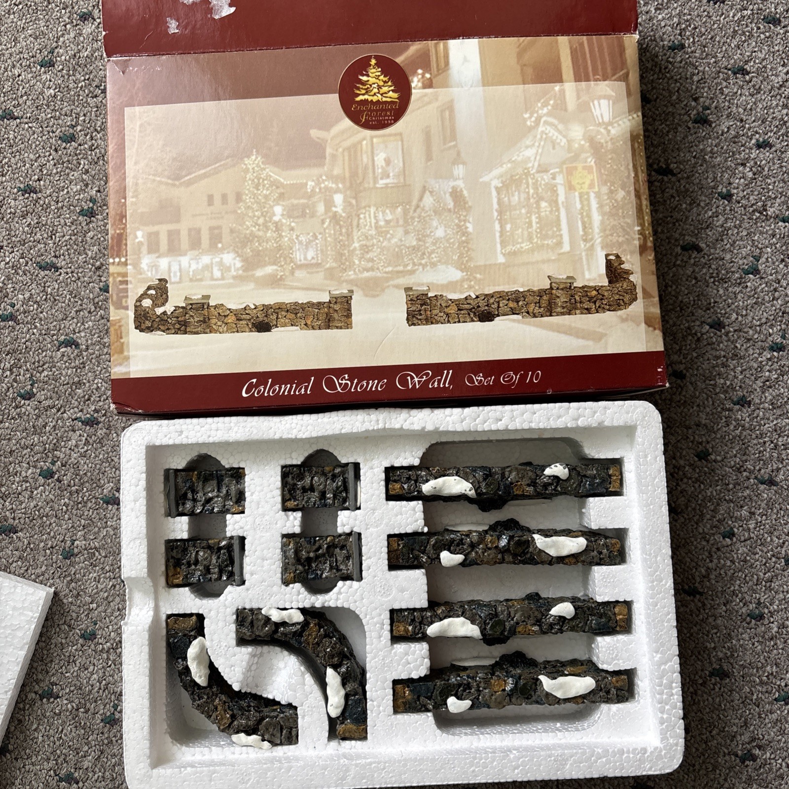 Lemax 2004 Village Collection Poly-Resin Colonial Stone Wall Set Of 10 EUC