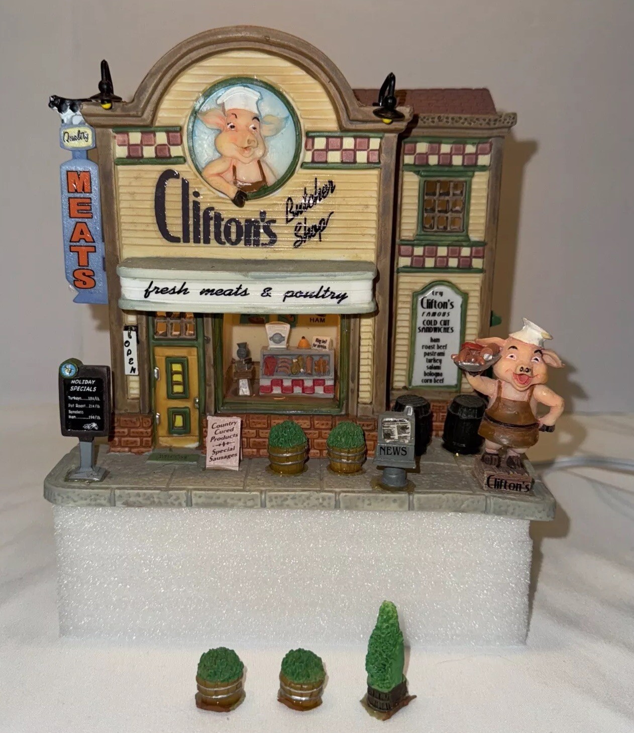 LEMAX 75517 CLIFTON’S BUTCHER SHOP COVENTRY COVE LIGHTED BUILDING