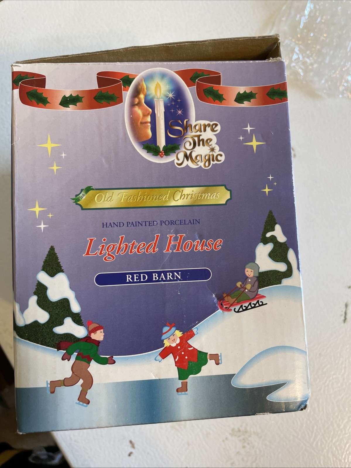 Old Fashioned Christmas LIGHTED RED BARN VINTAGE 1998 VILLAGE CERAMIC
