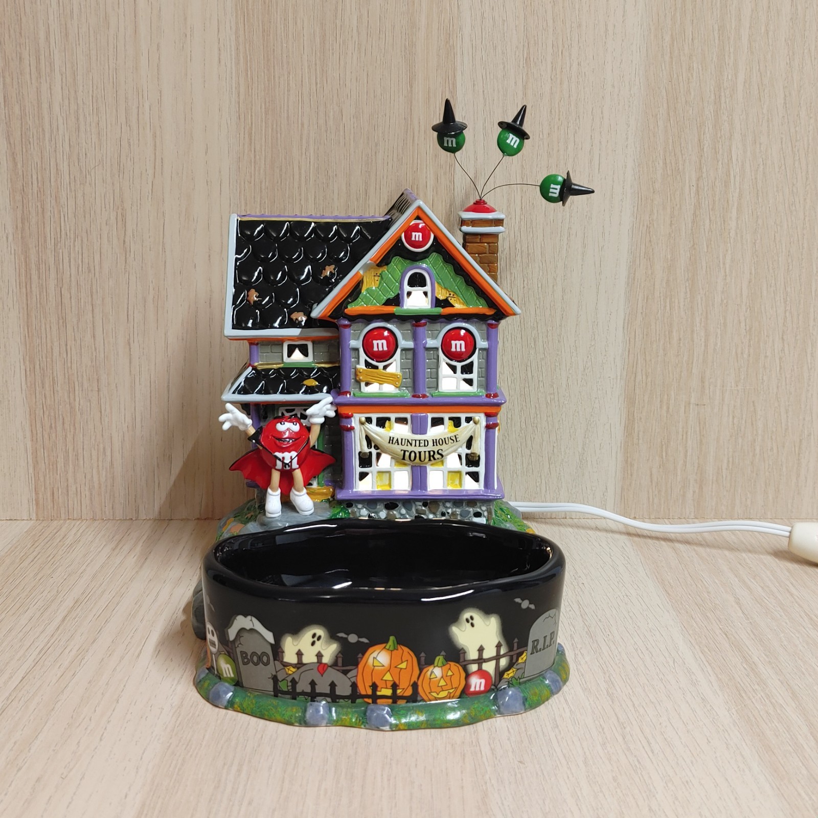Dept 56 Haunted House Tours M&M With Candy Dish Lighted Halloween Working