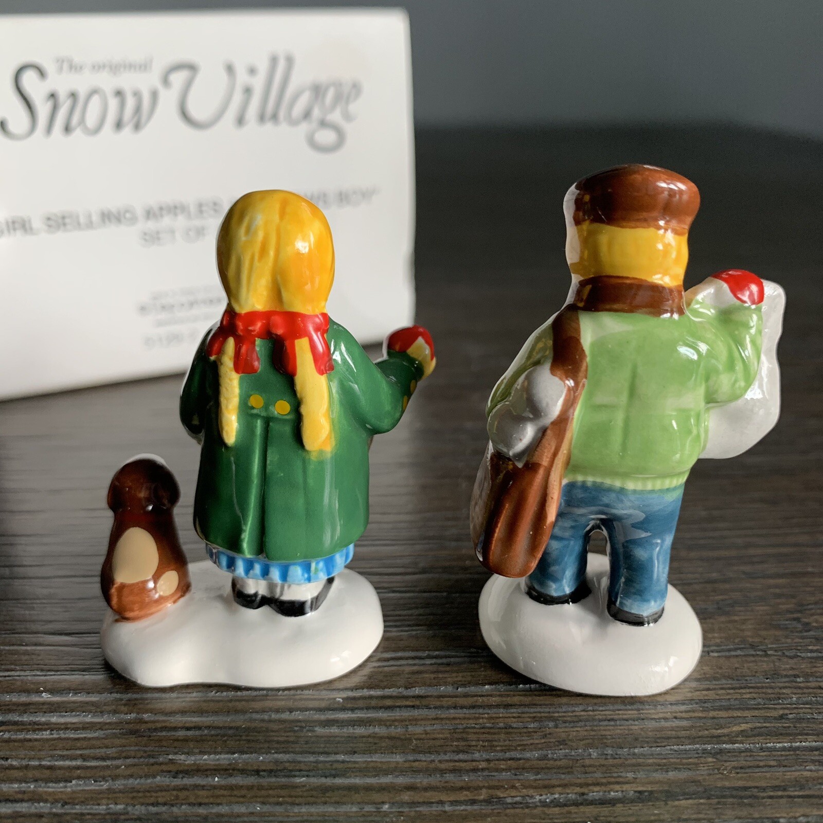Dept 56 Girl Selling Apples and Newsboy The Original Snow Village 5129-2